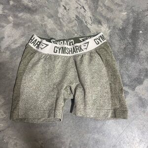 Gymshark spandex shorts. Neutral/green color. Gently worn.